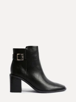 Linzi Rise Block Heeled Ankle Boots With Buckle Detail Black Hot