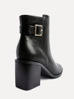 Linzi Rise Block Heeled Ankle Boots With Buckle Detail Black Hot