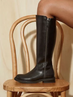 Linzi Black Roam High Leg Boots With Double Zip Detail Online