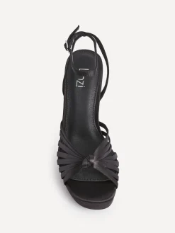 Linzi Socialite Strappy Platform Heeled Sandals Black Satin Sale
