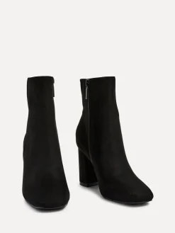 Linzi Black Scout Square Toe Heeled Ankle Boots With Side Zip Discount