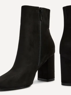 Linzi Black Scout Square Toe Heeled Ankle Boots With Side Zip Discount