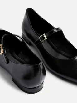 Linzi Seattle Pointed Toe Mary Jane Flats Black Best