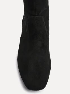 Linzi Slate Stretch Knee High Block Heel Boots Black Discount