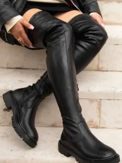 Linzi Sonny Over The Knee Long Boots Black Outlet