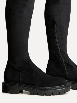 Linzi Sonny Over The Knee Long Boots Black Suede Clearance