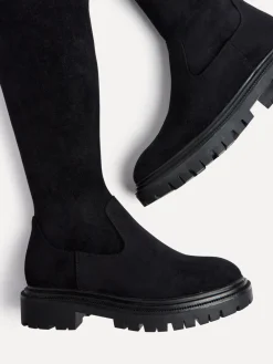 Linzi Sonny Over The Knee Long Boots Black Suede Clearance