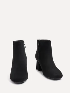 Linzi Wide Fit Alba Wide Fit Block Heeled Ankle Boots Black Suede Outlet