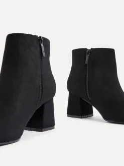 Linzi Wide Fit Alba Wide Fit Block Heeled Ankle Boots Black Suede Outlet