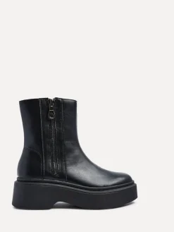 Linzi Valley Platform Ankle Boots With Side Zip Detail Black Hot