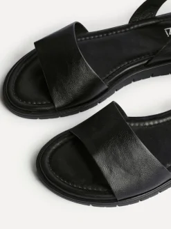 Linzi Wide Fit Denia Flat Sandals Black Best