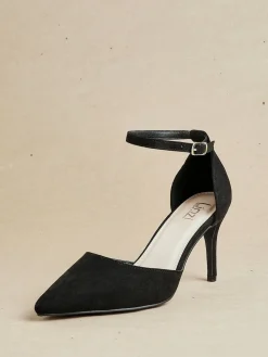 Linzi Wide Fit Lavora Wide Fit Stiletto Court Shoes With Ankle Strap Black Best