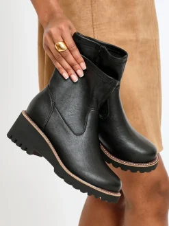 Linzi Wide Fit Pulse Stretch Wedged Heel Ankle Boots Black Online