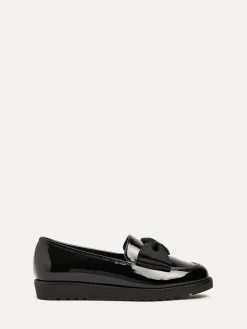 Linzi Black Wide Fit Violetta Classic Slip-On Loafers With Fabric Bow Detail Online