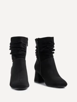 Linzi Wide Fit Zayda Ruched Heeled Ankle Boots Black Hot