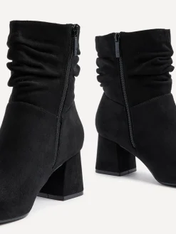 Linzi Wide Fit Zayda Ruched Heeled Ankle Boots Black Hot