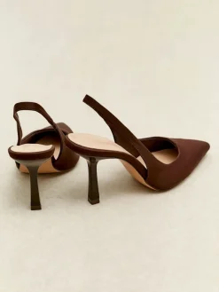 Linzi Dash Slingback Court Heels Brown Dark Hot