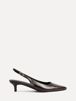 Linzi Elvira Kitten Heel Slingback Courts Brown