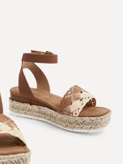 Linzi Brown Harbour Two Part Raffia Flatform Sandals Discount