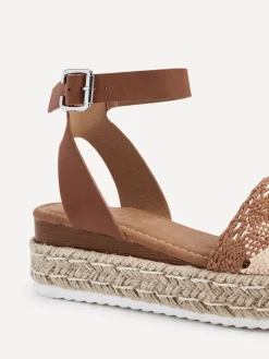 Linzi Brown Harbour Two Part Raffia Flatform Sandals Discount