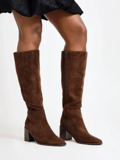 Linzi Levine Block Heeled High Leg Boots Brown