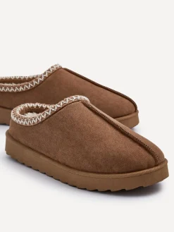 Linzi Tana Faux Suede Slip-On Slippers Brown Discount