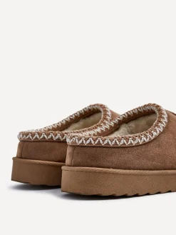 Linzi Tana Faux Suede Slip-On Slippers Brown Discount