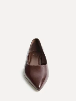 Linzi Wide Fit Compete Pointed Toe Ballet Flat Shoes Brown Outlet
