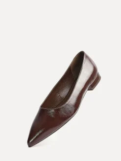 Linzi Wide Fit Compete Pointed Toe Ballet Flat Shoes Brown Outlet