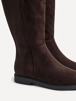 Linzi Wide Fit Wide Fit Steel High Leg Boots With Stretch Panel Brown Hot