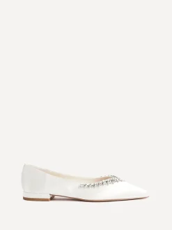 Linzi Cream Bridal Endless Pointed Toe Ballet Flat With Trim Shoes Online