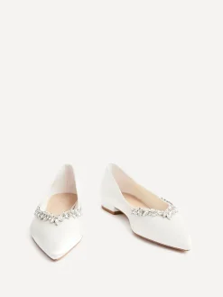 Linzi Cream Bridal Endless Pointed Toe Ballet Flat With Trim Shoes Online