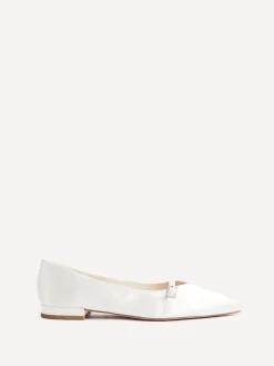 Linzi Cream Bridal Engaged Pointed Toe Ballet Flats With Buckle Detail New