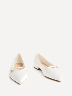 Linzi Cream Bridal Engaged Pointed Toe Ballet Flats With Buckle Detail New