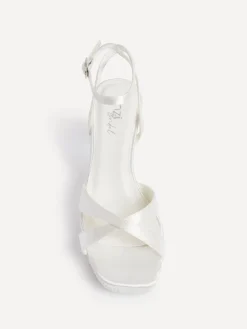 Linzi Cream Bridal Romantica Platform Heeled Sandals with Embellishments Outlet
