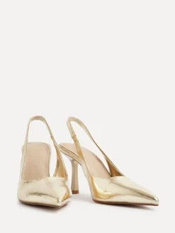 Linzi Dash Slingback Court Heels Gold