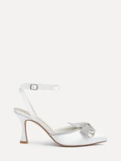 Linzi Ivory Bridal Angela Satin Diamante Bow Detail Court Heels Outlet