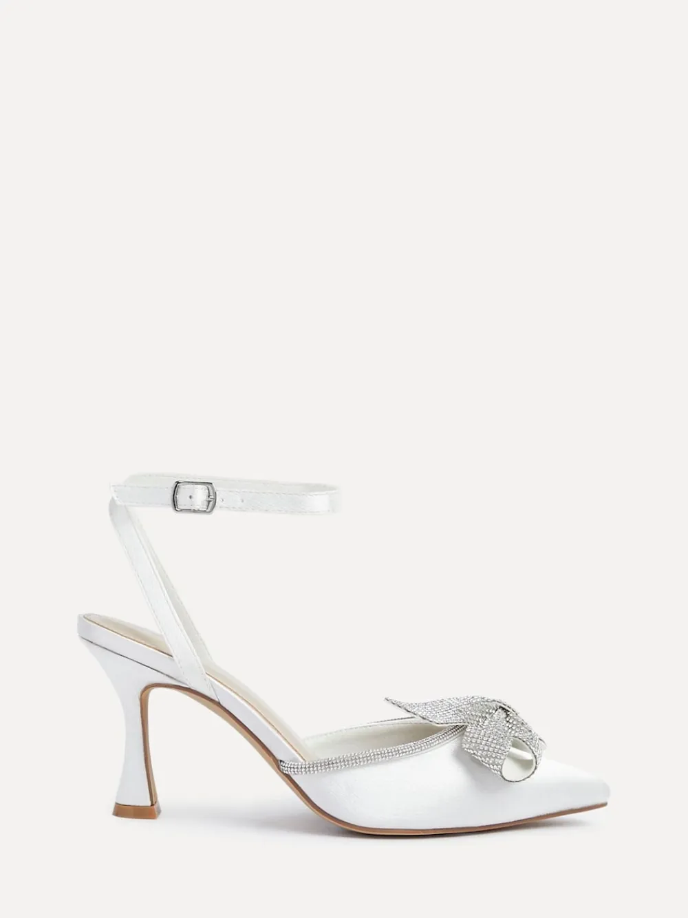 Linzi Ivory Bridal Angela Satin Diamante Bow Detail Court Heels Outlet