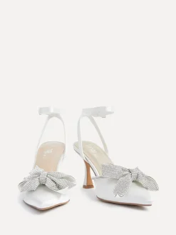 Linzi Ivory Bridal Angela Satin Diamante Bow Detail Court Heels Outlet