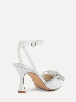 Linzi Ivory Bridal Angela Satin Diamante Bow Detail Court Heels Outlet