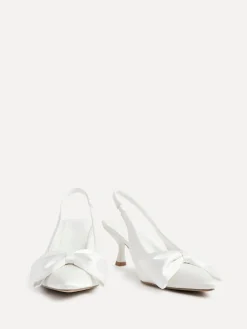 Linzi Ivory Bridal Merlot Satin Slingback Court Heels With Bow Detail Online