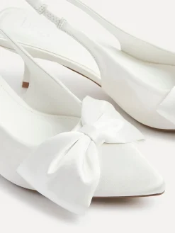 Linzi Ivory Bridal Merlot Satin Slingback Court Heels With Bow Detail Online