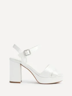 Linzi Ivory Bridal Perola Cross-Over Strappy Platform Sandals Clearance