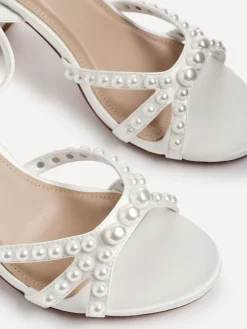 Linzi Ivory Enchanted Pearl Detailed Front Stap With Block Sandals Best