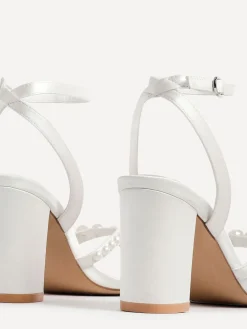 Linzi Ivory Enchanted Pearl Detailed Front Stap With Block Sandals Best