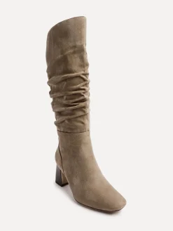 Linzi Alpine Ruched High Leg Boots Mocha Online