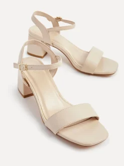 Linzi Darcie Low Chunky Block Heeled Sandals Natural Online