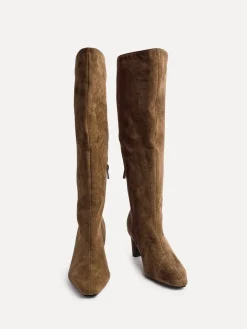 Linzi High Leg Uptown Slim Block Heel High Leg Boots Natural Outlet