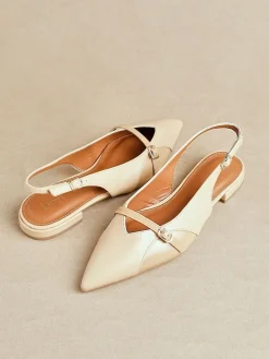 Linzi Prague Pointed Toe Ballet Flats With Buckle Detail Natural Best