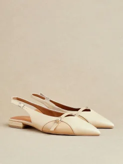 Linzi Prague Pointed Toe Ballet Flats With Buckle Detail Natural Best